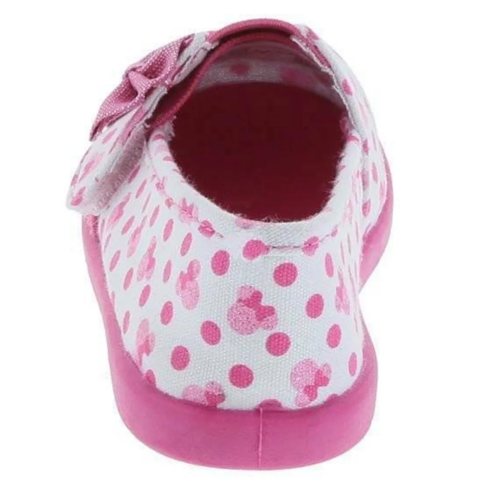 Toddler Girls Disney Minnie Mouse Loafers 11.5 Pink Polka Dot Canvas Shoes